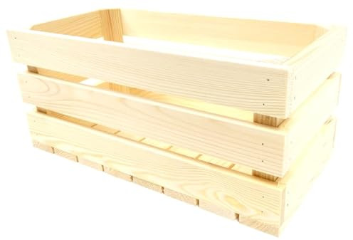 GoodFreshDecor Caja De Madera De Pino Para Frutas Y Verduras Al Vino De Almacenamiento Natural Para Decorar Multiusos 40 x 20 x 18 cm