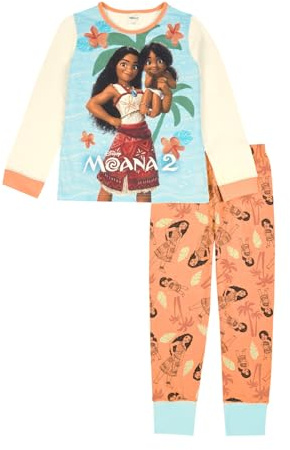 Disney Pigiama lungo per ragazze Moana, set pigiama lungo per ragazze, pigiama Moana Pjs, biancheria da notte regalo per ragazze dai 2 ai 12 anni, crema, 11-12 Years