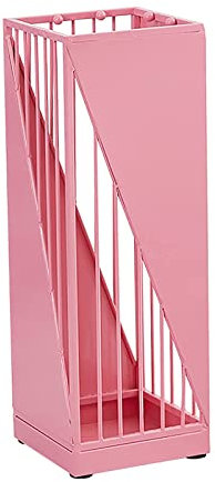 ABNNHK Umbrella Stands, Umbrella Stand Metal Indoor, Hollow-Out Umbrella Holder Rack, Walkistick Stand with Hooks, for Entryway Hallway Front Door/Pink (Pink)