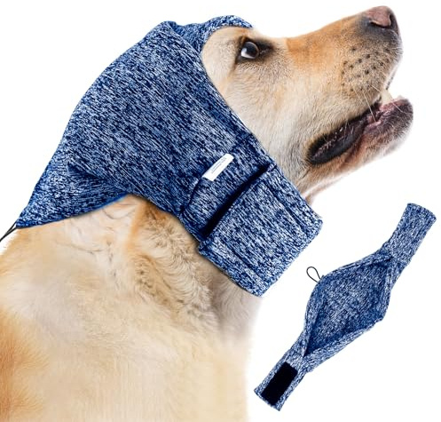 Snood Chien Protection Oreilles, Protection Oreilles Chien Réglable Bleu M | Protège les oreilles du chien contre les épillets, la saleté et les débris lors des promenades en extérieur.