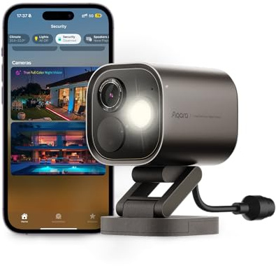 Aqara 4MP Überwachungskamera Aussen G5 Pro PoE, Echtfarbe Nachtsicht, Grau | HomeKit Secure Video, Kamera-Hub,Thread-Grenzrouter, Lokale Erkennung, Thread/Zigbee, Unterstützt Alexa, Google, SmartThings