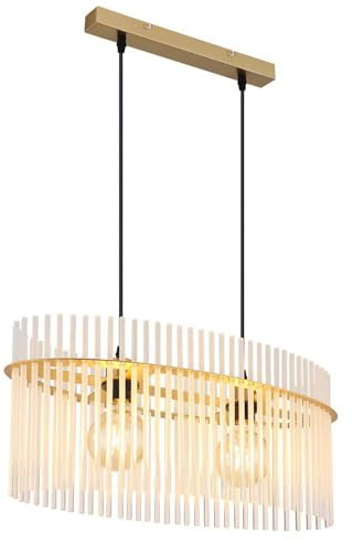 Hängeleuchte Pendellampe Wohnzimmerlampe Glasstäbe opal 2 flammig Esszimmerleuchte, Metall, 2 Flammig E27, LxBxH 60x23x140 cm