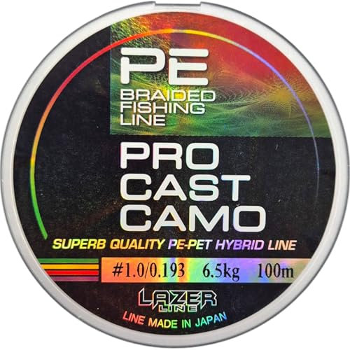 LAZER LINE PRO CAST Angelschnur Geflochten PE-PET X4 100m DIA0,193mm Test 6,5kg - Sbirolino & Method Feeder Geflochtene Schnur 4fach - Angelsehne - Braided Fishing Line - Rundgeflochtene Angelschnüre