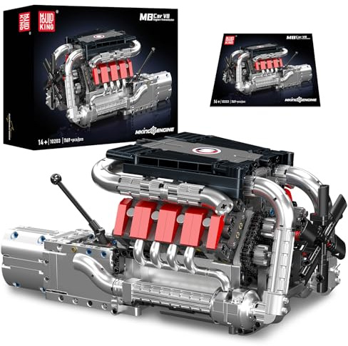 Mould King 10203 Technik MB V8 Motor Bausteine Spielzeug, 1169 Stück APP Engine Elektromotorantrieb Klemmbausteine Bausatz Spielzeug Geschenk für Erwachsene