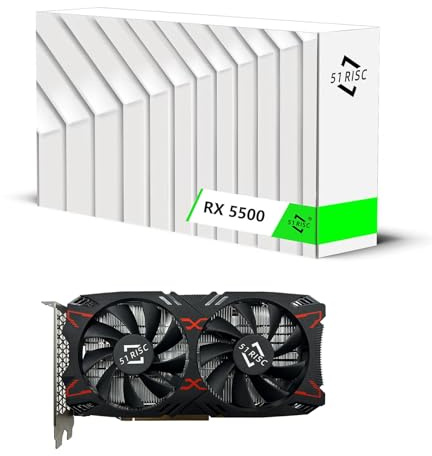 51RISC Scheda grafica RX 5500, TDP 150 W 8 GB GDDR6 128 bit PCIe 4.0 con piastra posteriore in metallo, scheda video HDMI DP per desktop (Radeon RX 5500 8 GB)
