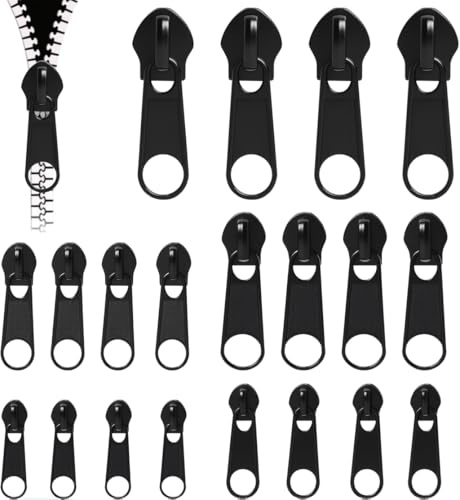 FunWorth 20 Stück Reißverschluss Reparaturset – Universelle Zipper Ersatzteile in Fünf Größen für Koffer, Rucksäcke und Jacken, Langlebige Metall- und Nylonqualität, Einfach zu Montieren