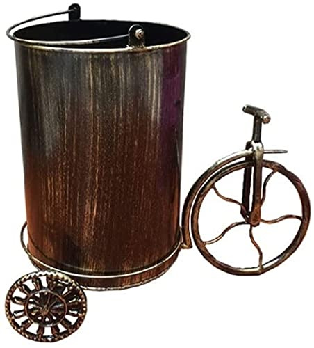 Cubo de basura de metal estilo industrial retro con forma de bicicleta, cubo de basura para oficina, loft, tienda, bar al aire libre