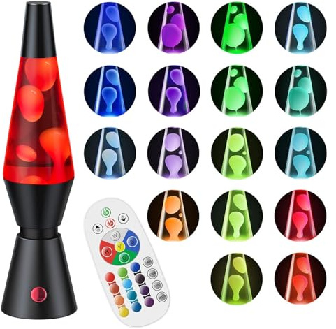 Soarling 14,5 Lampada a Liquido Art Deco, Telecomando 17 Cambio Colori Luci Notturne, Lampada Atmosfera Retro per Decorazione Camera da Letto, Regalo per Bambini/Adulti a Natale, Festa (Nero)