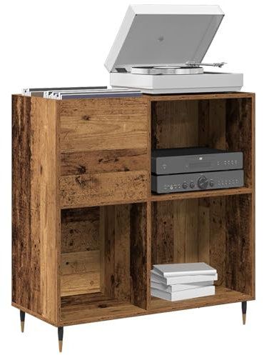 vidaXL Mueble para discos de vinilo Roble artisan 85 x 38 x 89 cm, Mueble de almacenamiento minimalista, práctico, estantería moderna, solución para sala.