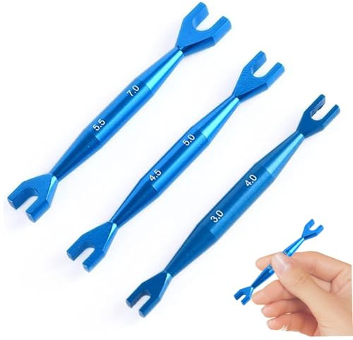 ISOYTERO Kleiner Schraubenschlüsselset (3pcs), 3-4 mm 4, 5-5 mm, -7 Doppelend-Legierungs-Spannschlossschlüssel, universelles Spanner Open End Small Set Reparaturwerkzeug für RC Crawler Carset