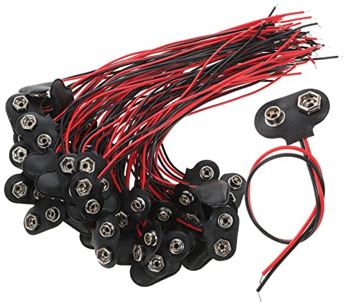 LOORGVEL 50 Pezzi Connettore Per Batteria Tipo t Con Fili, Supporto Per Batteria Da 9v, Cavo Di Collegamento 6cm, Piccolo e Pratico Per Esperimenti