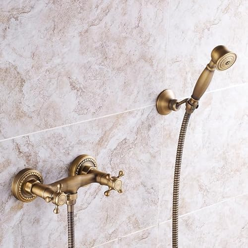 Miscelatori per Vasca A Parete con Soffione Doccia Maniglia A Croce Miscelatori per Vasca da Bagno Miscelatori per Doccia Miscelatori per Doccia retrò in Ottone per Doccia, Antique a