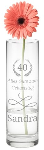 polar-effekt Geburtstagsgeschenk Blumenvase mit personalisierter Gravur - Vase für Tulpen & Orchideen - Geschenk zum Geburtstag & Muttertag - Deko für Wohnzimmer