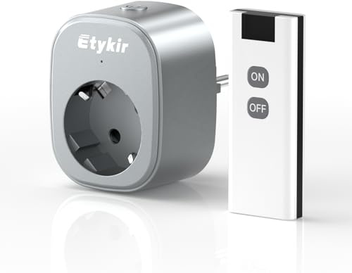 Funksteckdose mit Fernbedienung, Reichweite 50 m, 16A | Programmierbarer Stecker für Innenbereich – Einfach per Fernbedienung