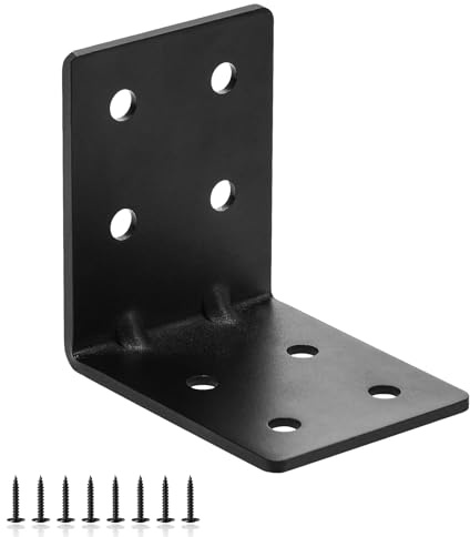 MOZCORN 4 PCS Heavy Duty Steel Corner Brackets, 4x4x3 90 Degree L Right Angle Bracket, DIY L Shelf Brackets, Metal Joint Timber Connector Support for Wood Shelves, Furniture