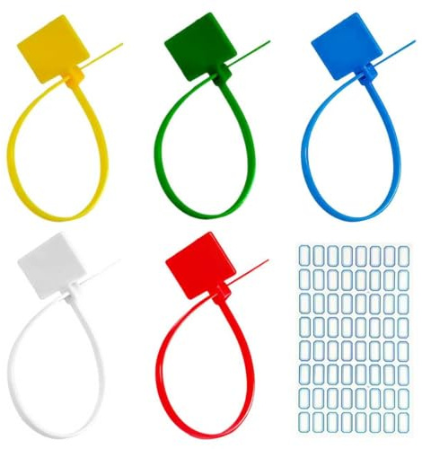 Chtaoxin 100 PCS Small Zip Tie Label Tags for Wire Marking and Organizing, Nylon Cable Ties, Cable Labels, A Nylon Self-Locking Cable Tie That Can be Written on, Coloured Cable Ties