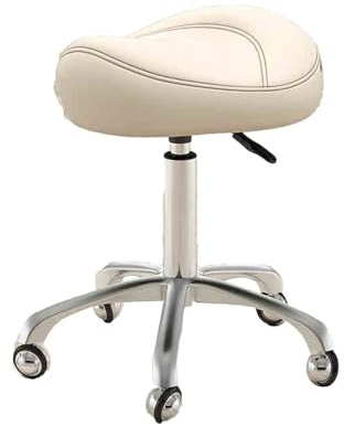 Taburete rodante de alto rendimiento con ajuste hidráulico de altura, silla de oficina con ruedas para salón, clínica, laboratorio, cocina y oficina (blanco)