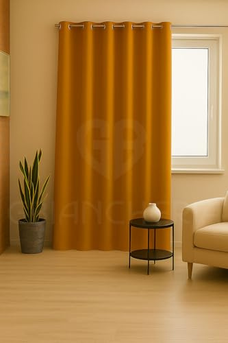 GBiancheria Tenda JASMINE Tinta Unita 140x290 cm con Anelli in Alluminio Ø4cm – Tendaggio Moderno Elegante per Soggiorno, Camera da Letto, Cucina – 1 Pannello Lavabile 100% Poliestere (Ocra)