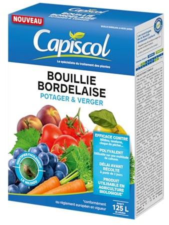 CAPISCOL Bouillie Bordelaise - Granulés - 125L de Solution - 500g | Fongicide Polyvalent - Préventif & Traditionnel - Mildiou, Tavelure, Cloque du Pêcher - Coloration Bleue - BB500