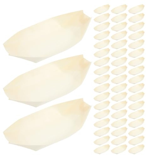 Ipetboom 150piezas Platos de Madera Desechables para Catering Barquitos para Sushi Postres y Aperitivos Barquitos de Madera para Hamburguesas Tacos y Comida