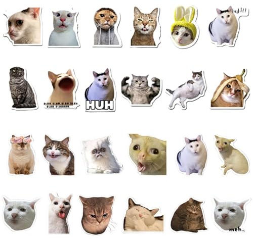 PHYNDR 24 Stück Cat Meme Kühlschrankmagnete,Magnete Kühlschrank,Katzen Kühlschrank Magnete Lustig,Fridge Magnet für Küche Büro Heimdekoration