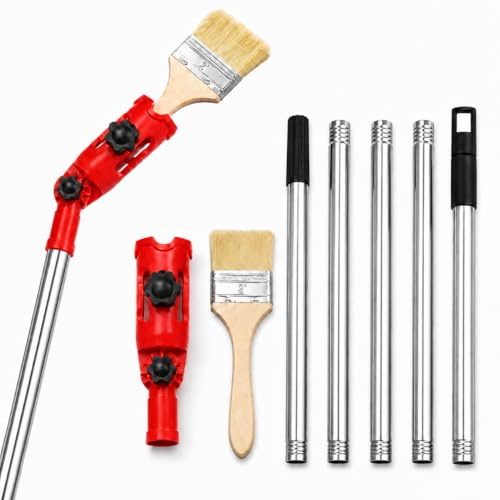 Vpukveer Paint Brush Extension Pole Set, Paint Roller Extension Pole | 1.5m Multi-Angle Pole with 180° Rotating Head for Rollers, Brushes and Scrapers, for Ceilings, Walls and High Areas