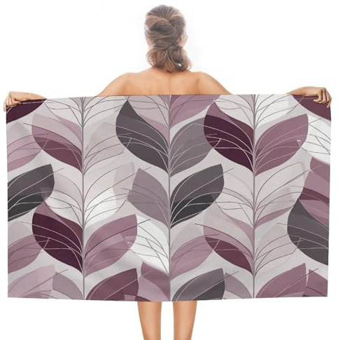 Telo mare per adulti viola e bianco. Morbido e assorbente, ideale per la spiaggia e la piscina, perfetto per viaggi, sport, nuoto, campeggio, accessori da spiaggia, ideale come regalo per le vacanze,