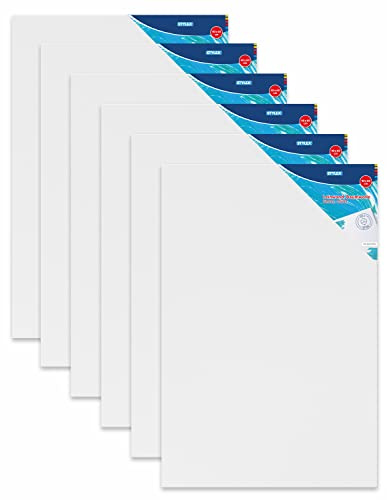 Stylex 28662-P6 – kilram 40 x 60 cm, med duk av 100% bomullstyg, grundad, häftad på baksidan, för olja, akryl och temperaturfärger, gouache – målning, 6 stycken