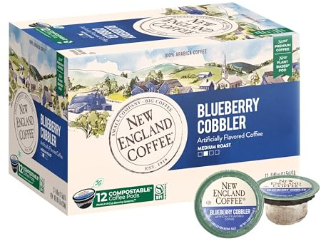 New England Coffee Blueberry Cobbler Medium Roast Single Serve Pods, 12ct Box (Pack of 1)