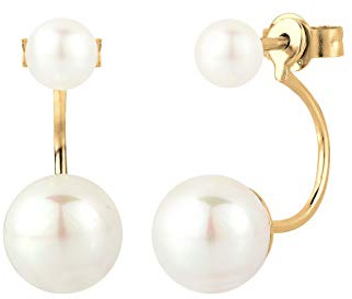 Elli - Boucles d'Oreilles - Clous et puces Plaqué Or - Argent - 925/1000 - Perles d'Eau Douce - 303852415