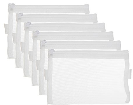 HYFAN Dokumententasche mit Reißverschluss, atmungsaktiv, transparent, Netzstoff, Dokumententasche für Bürobedarf (weiß, A4-Größe, 6 Stück)
