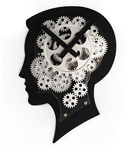 Provance 3D Wanduhr Brain Gehirn Kreative Wanduhr mit Zahnrädern, alle Zahnräder drehen mit