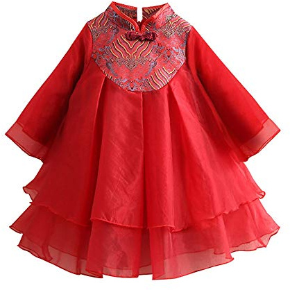 Mud Kingdom Little Girls Qipao Dress Fleece Lining Cute Traditional Cheongsam