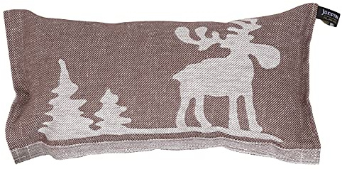 Jokipiin | 1 cuscino da sauna preferito | Design: alce | Dimensioni: 40 x 22 cm, lino e cotone, prodotto in Finlandia (marrone/bianco)