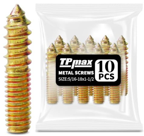 TPmax 10 Pack 5/16-18 x 1-1/2 Inch Hanger Bolts Double Headed Bolts Self-Tapping Screw Hanger Bolts for Furniture (5/16-18 x 1-1/2)