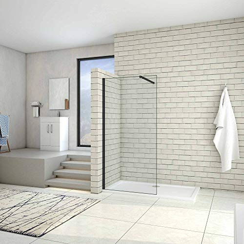 AICA paroi de douche 80x200cm profilé noir mat paroi de douche noire mat à l'italienne