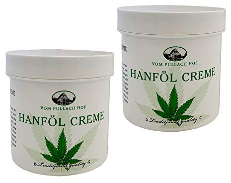 Iloda® 2x 250ml Hanföl Creme vom Pullach Hof, Hanfcreme, Hanfbalsam, Hanf-creme, mit reinem Hanföl für geschmeidig weiche Haut