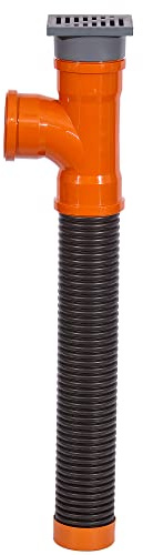 Sickerschacht mit Zufluss/Abfluss Ø 110 mm, Länge- 1m, Abflussgitter- 15 x 15 cm in 3 Farben schwarz, grau, inox Drainage Abfluß Regenwasser Gully Schacht