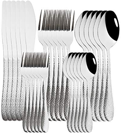 30 stücke Besteck Set 18/10 Edelstahl Geschirr Set Besteck Set Messer Kuchen Gabel Löffel Abendessen Set Silber Home Geschirr Set essgeschirr (Color : Silver)