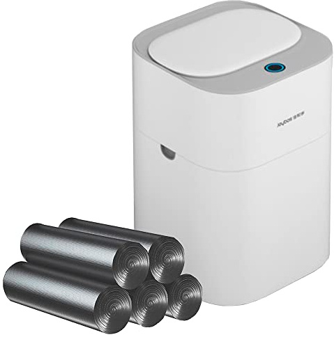 JOYBOS, Papelera inteligente 15 l con sensor de apertura y absorción de aire, incluye 120 bolsas de basura