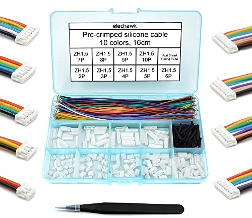 ZH 1,5 mm Stecker und 28 AWG vorgecrimptes Silikonkabel-Set, kompatibel mit JST ZH 1,5 Stecker, 2/3/4/5/6/7/8/9/10-poliges Gehäuse-Adapterkabel mit einer Länge von 160 mm Draht