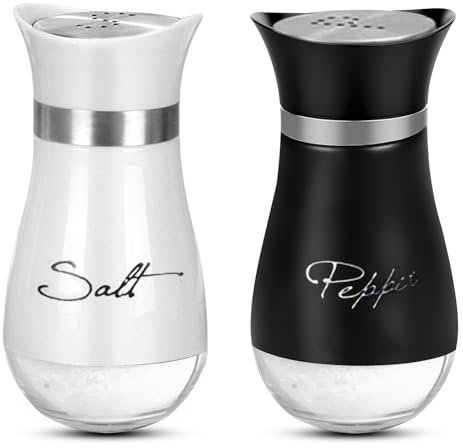 Juego de 2 Salero y Pimentero, Saleros y Pimenteros de Cocina Modernos en Vidrio y Acero Inoxidable para Cocinas Restaurantes y Barbacoas