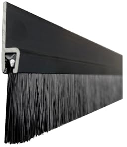 Bürstendichtung, Türdichtung, Türbesen, Streifenbürste 1500mm, Alu: schwarz eloxiert, Besatz: PPN schwarz