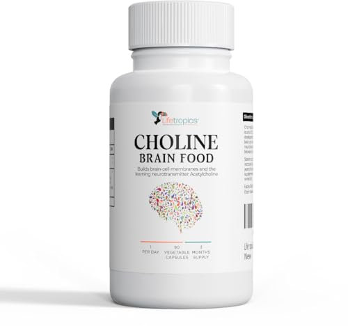 Lifetropics Choline Brain Food | 300mg Alpha GPC with DHA and 10 Whole Fruits and Vegetables | Daily Nutritional Support for Brain Cells and Cognitive Function | 90 Vegetable Capsules