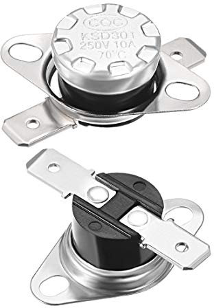 Ersatzteile KSD301 Thermostat, 70 °C/158 °F, 10 A, normalerweise geschlossen, NC-Einstellung, Druckscheiben-Temperaturschalter for Mikrowelle, Backofen, Kaffeemaschine, 2 Stück