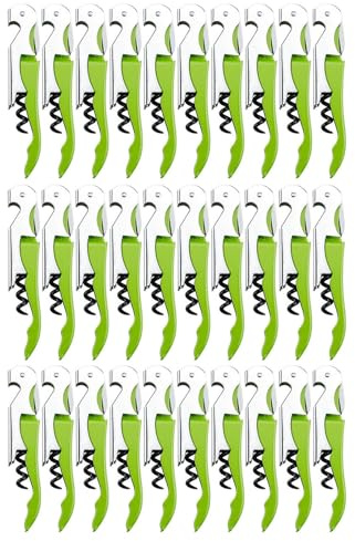 Cerniere in Acciaio Inox Cavatappi Chiave del Vino per i Camerieri del Ristorante, Sommelier, Baristi (green 30 pieces)