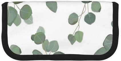 YUNWEIKEJI Grüner Silberdollar-Eukalyptus, Federmäppchen, Federmäppchen aus Segeltuch, großes Fassungsvermögen, Federmäppchen, Kosmetiktasche