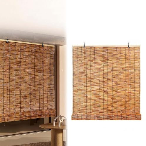 SHAIRMB Bambusrollo, NatüRliches Raffrollo, Undurchsichtig Bambusrollos, Seitenzugrollo, Rollo-Sichtschutz FüR Korridor-Pavillon TerrassenfenstertüR,120 * 250cm