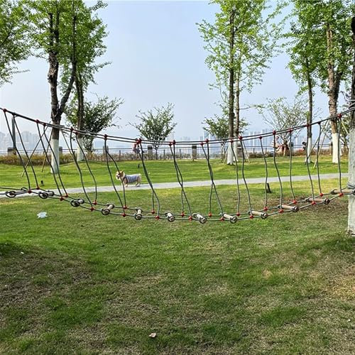 DRISSA Seilbrücke, Für Klettergerüst,Kletterleiter aus Holz Strickleiter Seilbrücke,Outdoor Indooor Natur，Garten und Bäume(Size:16.40ft(5m))