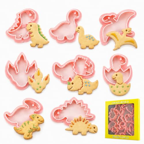 PTaizjjz Dinosaurier-Ausstechformen-Set, 8-teilig, Dino Keksausstecher